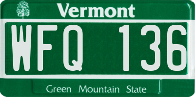 VT license plate WFQ136