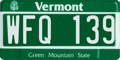VT license plate WFQ139