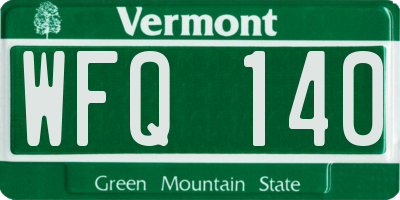 VT license plate WFQ140