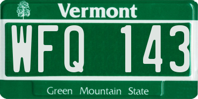VT license plate WFQ143