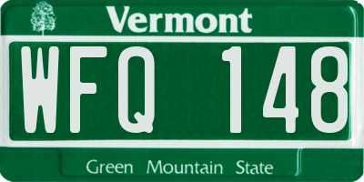VT license plate WFQ148