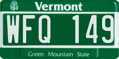 VT license plate WFQ149