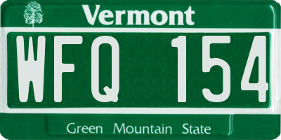VT license plate WFQ154