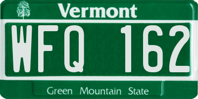 VT license plate WFQ162