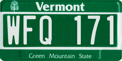 VT license plate WFQ171