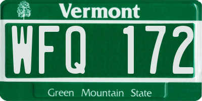 VT license plate WFQ172