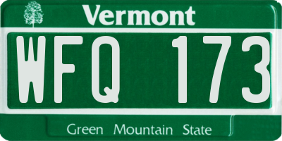 VT license plate WFQ173