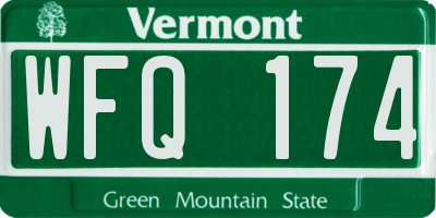VT license plate WFQ174