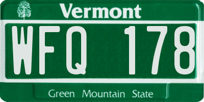VT license plate WFQ178