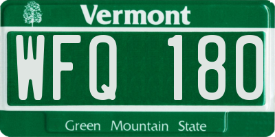 VT license plate WFQ180