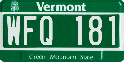 VT license plate WFQ181