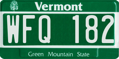 VT license plate WFQ182