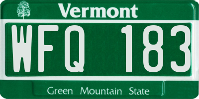 VT license plate WFQ183