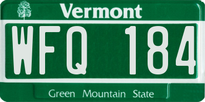 VT license plate WFQ184