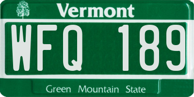 VT license plate WFQ189