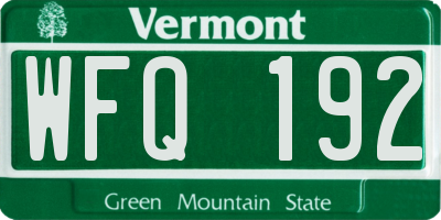VT license plate WFQ192