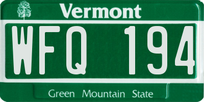 VT license plate WFQ194