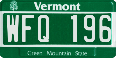 VT license plate WFQ196