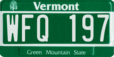 VT license plate WFQ197