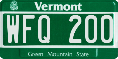VT license plate WFQ200