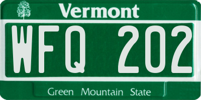 VT license plate WFQ202