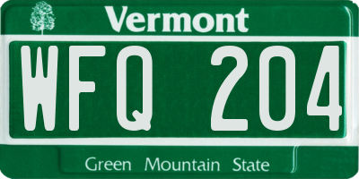 VT license plate WFQ204