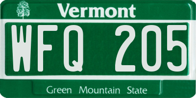 VT license plate WFQ205