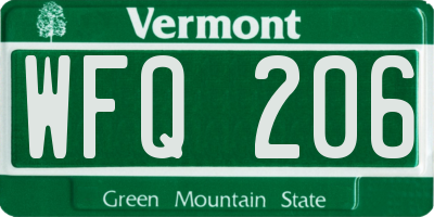 VT license plate WFQ206