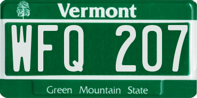 VT license plate WFQ207
