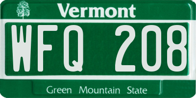 VT license plate WFQ208