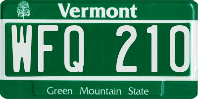 VT license plate WFQ210