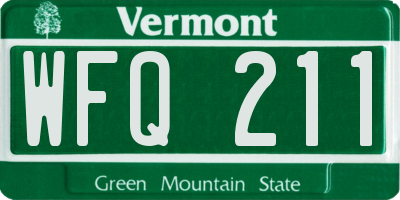 VT license plate WFQ211