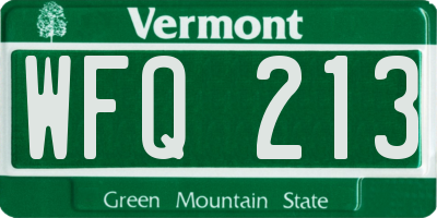 VT license plate WFQ213