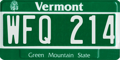 VT license plate WFQ214