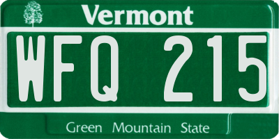 VT license plate WFQ215