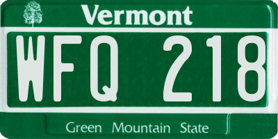 VT license plate WFQ218