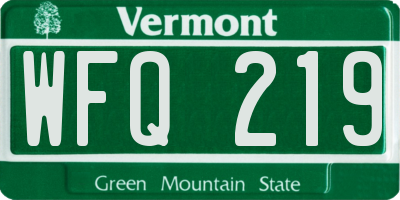 VT license plate WFQ219