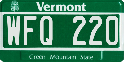 VT license plate WFQ220