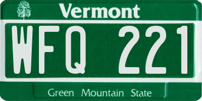 VT license plate WFQ221