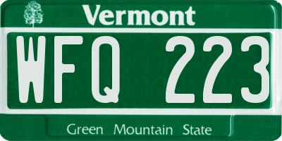 VT license plate WFQ223