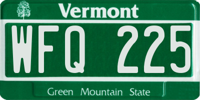 VT license plate WFQ225