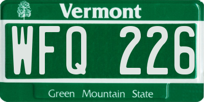 VT license plate WFQ226