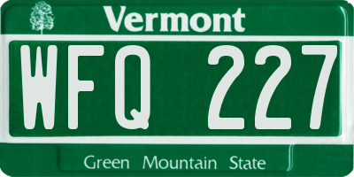 VT license plate WFQ227