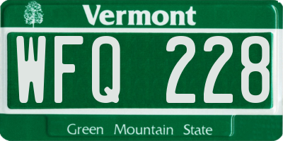 VT license plate WFQ228
