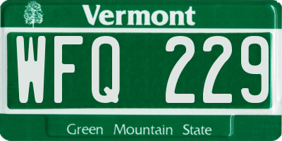VT license plate WFQ229