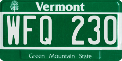 VT license plate WFQ230