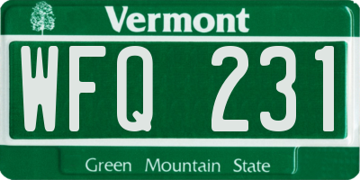 VT license plate WFQ231