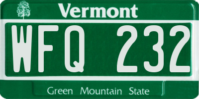 VT license plate WFQ232