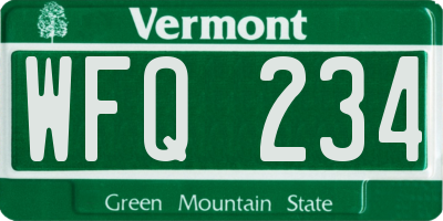 VT license plate WFQ234