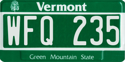 VT license plate WFQ235